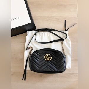 Authentic Women’s Gucci GG Marmont Small Shoulder Bag Black Retail for $1800